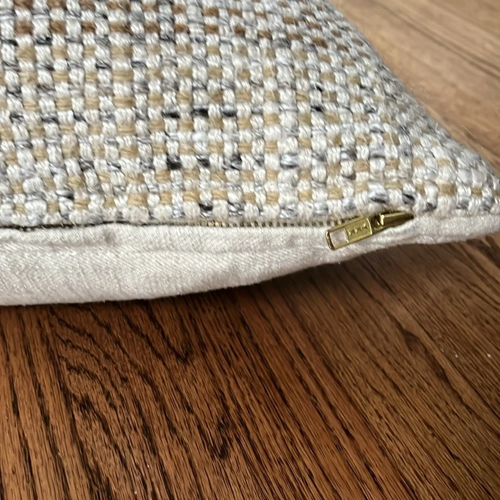 Pottery Barn 20” Textured Beige Throw Pillow Cover